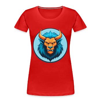 Manticore Mignon Kawaii Dessin Animé Animal Animal Pet Logo - T-shirt bio Premium Femme - rouge - Devant - Mia (176cm)