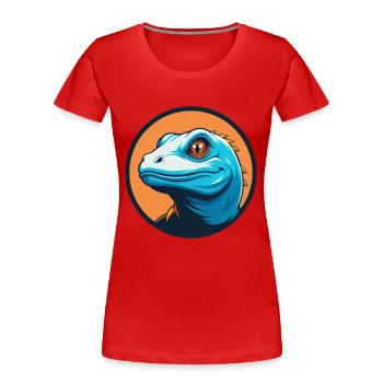 Eidechse Niedliche Kawaii Cartoon Clipart Tier Haustier Logo - Frauen Premium Bio T-Shirt - Rot - Vorne - Mia (176cm)