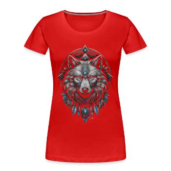 Viking Arctic Wolf - Women's Premium Organic T-Shirt - red - Front - Mia (176cm)