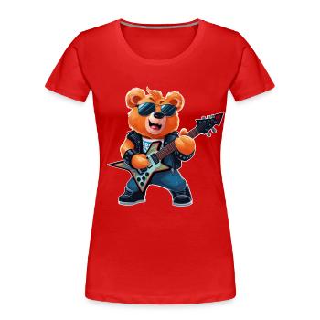 Heavy Metal Teddybär Gitarrist - Frauen Premium Bio T-Shirt - Rot - Vorne - Mia (176cm)