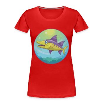 Barracuda mignon Kawaii dessin animé Clipart Animal de compagnie - T-shirt bio Premium Femme - rouge - Devant - Mia (176cm)