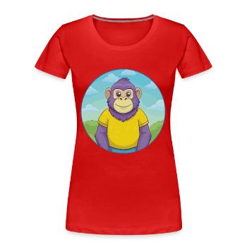 Bonobo Cute Kawaii Cartoon Clipart Animal Pet - Women's Premium Organic T-Shirt - red - Front - Mia (176cm)