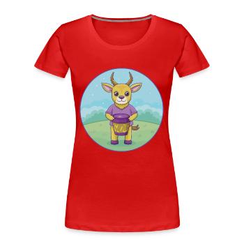 Bongo Niedliche Kawaii Cartoon Clipart Tier Haustier - Frauen Premium Bio T-Shirt - Rot - Vorne - Mia (176cm)