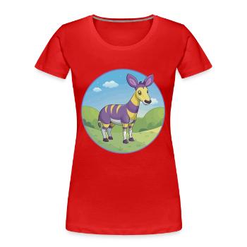 Okapi Cute Kawaii Cartoon Clipart Animal Pet - Women's Premium Organic T-Shirt - red - Front - Mia (176cm)