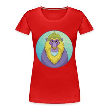 Mandrill mignon Kawaii dessin animé Clipart Animal de compagnie - T-shirt bio Premium Femme - rouge - Devant - Mia (176cm)
