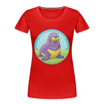 morse mignon kawaii dessin animé clipart animal de compagnie - T-shirt bio Premium Femme - rouge - Devant - Mia (176cm)