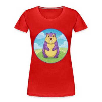 Marmot Cute Kawaii Cartoon Clipart Animal Pet - Women's Premium Organic T-Shirt - red - Front - Mia (176cm)