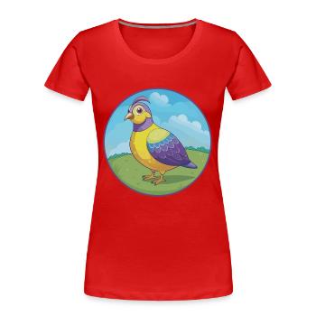 perdrix mignon kawaii dessin animé clipart animal de compagnie - T-shirt bio Premium Femme - rouge - Devant - Mia (176cm)