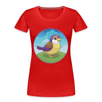 Moineau mignon Kawaii dessin animé Clipart Animal de compagnie - T-shirt bio Premium Femme - rouge - Devant - Mia (176cm)