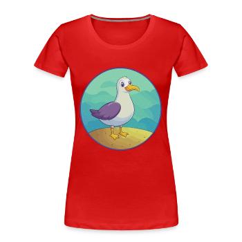 Seagull Cute Kawaii Cartoon Clipart Animal Pet - Women's Premium Organic T-Shirt - red - Front - Mia (176cm)