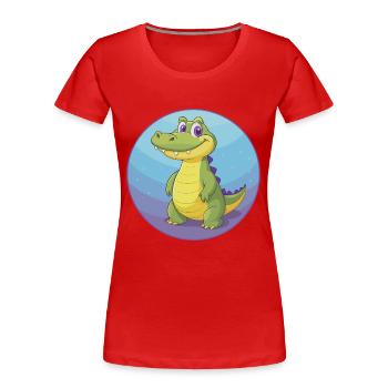 Crocodile Mignon Kawaii Dessin animé Clipart Animal de compagnie - T-shirt bio Premium Femme - rouge - Devant - Mia (176cm)