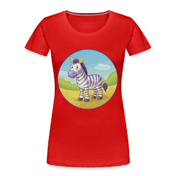Zebra Cute Kawaii Cartoon Clipart Animal Pet - Women's Premium Organic T-Shirt - red - Front - Mia (176cm)
