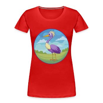 Crane Cute Kawaii Cartoon Clipart Animal Pet - Women's Premium Organic T-Shirt - red - Front - Mia (176cm)