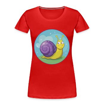 Snail Cute Kawaii Cartoon Clipart Animal Pet - Women's Premium Organic T-Shirt - red - Front - Mia (176cm)