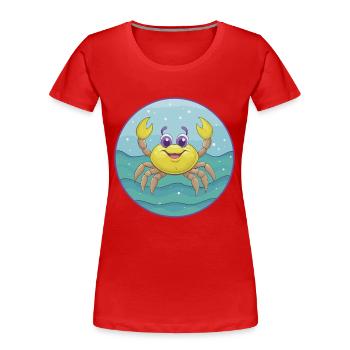 Crab Cute Kawaii Cartoon Clipart Animal Pet - Women's Premium Organic T-Shirt - red - Front - Mia (176cm)