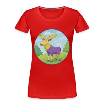 Elch süße Kawaii Cartoon Clipart Tier Haustier - Frauen Premium Bio T-Shirt - Rot - Vorne - Mia (176cm)