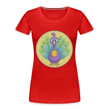 Peacock Cute Kawaii Cartoon Clipart Animal Pet - Women's Premium Organic T-Shirt - red - Front - Mia (176cm)