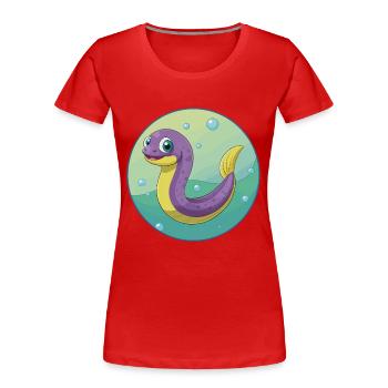 Eel Cute Kawaii Cartoon Clipart Animal Pet - Women's Premium Organic T-Shirt - red - Front - Mia (176cm)