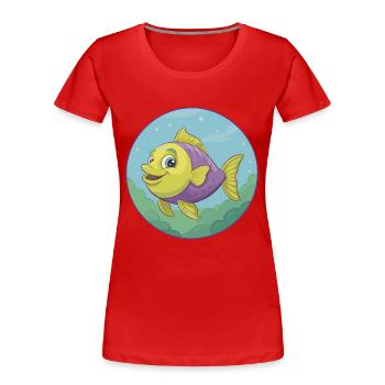 Fish Cute Kawaii Cartoon Clipart Animal Pet - Women's Premium Organic T-Shirt - red - Front - Mia (176cm)