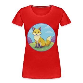 Fuchs Niedlich Kawaii Cartoon Clipart Tier Haustier - Frauen Premium Bio T-Shirt - Rot - Vorne - Mia (176cm)