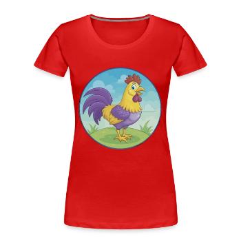 Hahn Niedlich Kawaii Cartoon Clipart Tier Haustier - Frauen Premium Bio T-Shirt - Rot - Vorne - Mia (176cm)