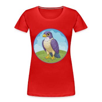 Falcon Cute Kawaii Cartoon Clipart Animal Pet - Women's Premium Organic T-Shirt - red - Front - Mia (176cm)