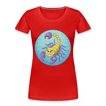 Scorpion Mignon Kawaii Dessin animé Clipart Animal de compagnie - T-shirt bio Premium Femme - rouge - Devant - Mia (176cm)
