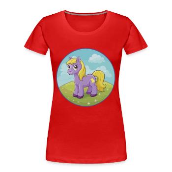 Pony Niedliche Kawaii Cartoon Clipart Tier Haustier - Frauen Premium Bio T-Shirt - Rot - Vorne - Mia (176cm)