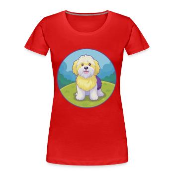 Havaneser Hund Niedlich Kawaii Cartoon Clipart Tier - Frauen Premium Bio T-Shirt - Rot - Vorne - Mia (176cm)