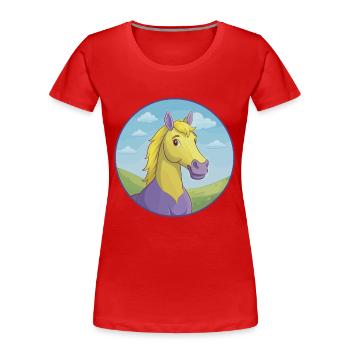 cheval mignon kawaii dessin animé clipart animal de compagnie - T-shirt bio Premium Femme - rouge - Devant - Mia (176cm)