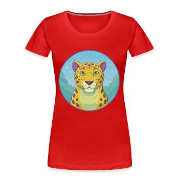 Jaguar Cute Kawaii Cartoon Clipart Animal Pet - Women's Premium Organic T-Shirt - red - Front - Mia (176cm)