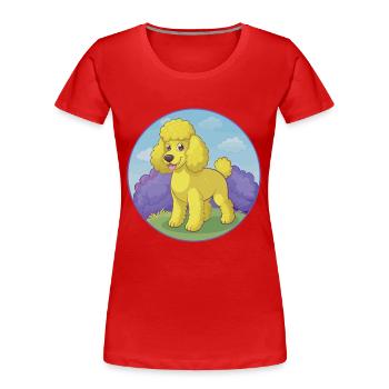 Pudel Hund Niedlich Kawaii Cartoon Clipart Tier Haustier - Frauen Premium Bio T-Shirt - Rot - Vorne - Mia (176cm)