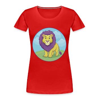 Lion Cute Kawaii Cartoon Clipart Animal Pet - Women's Premium Organic T-Shirt - red - Front - Mia (176cm)