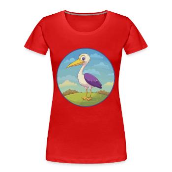 Storch Niedlich Kawaii Cartoon Clipart Tier Haustier - Frauen Premium Bio T-Shirt - Rot - Vorne - Mia (176cm)