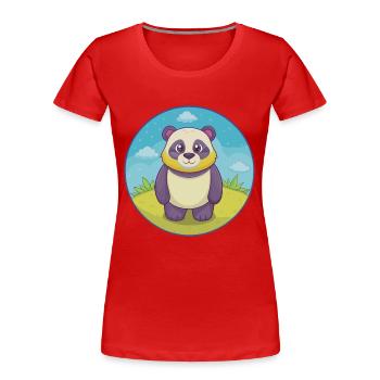 Panda Niedlich Kawaii Cartoon Clipart Tier Haustier - Frauen Premium Bio T-Shirt - Rot - Vorne - Mia (176cm)