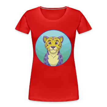 Leopard Cute Kawaii Cartoon Clipart Animal Pet - Women's Premium Organic T-Shirt - red - Front - Mia (176cm)