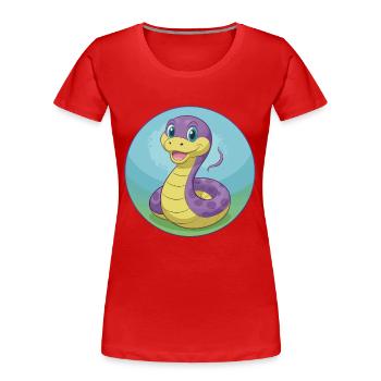 Serpent Mignon Kawaii Dessin animé Clipart Animal Animal de compagnie - T-shirt bio Premium Femme - rouge - Devant - Mia (176cm)