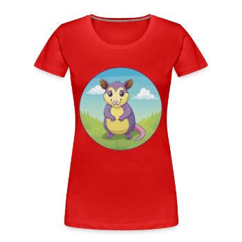 Possum Cute Kawaii Cartoon Clipart Animal Pet - Women's Premium Organic T-Shirt - red - Front - Mia (176cm)