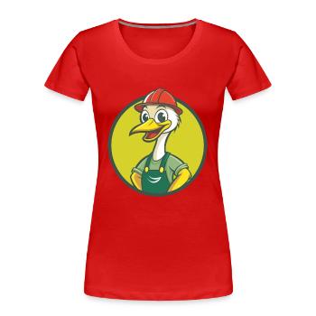 Crane Cute Kawaii Cartoon Clipart Pet Animal - Women's Premium Organic T-Shirt - red - Front - Mia (176cm)