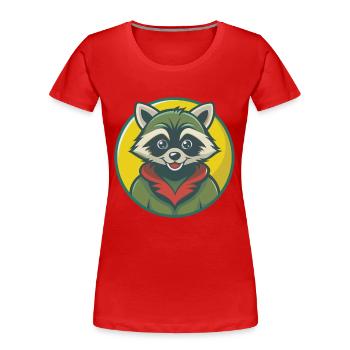 raton laveur mignon Kawaii dessin animé Clipart animal de compagnie - T-shirt bio Premium Femme - rouge - Devant - Mia (176cm)