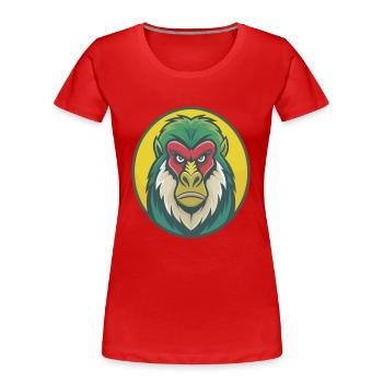 Mandrill mignon Kawaii dessin animé Clipart Animal de compagnie - T-shirt bio Premium Femme - rouge - Devant - Mia (176cm)