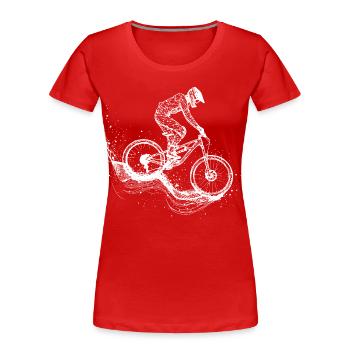 Mountainbiking Zeichnung - Frauen Premium Bio T-Shirt - Rot - Vorne - Mia (176cm)