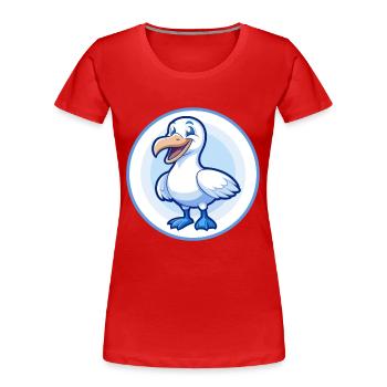 Albatross Blue Kawaii Cartoon Character Clipart - Women's Premium Organic T-Shirt - red - Front - Mia (176cm)