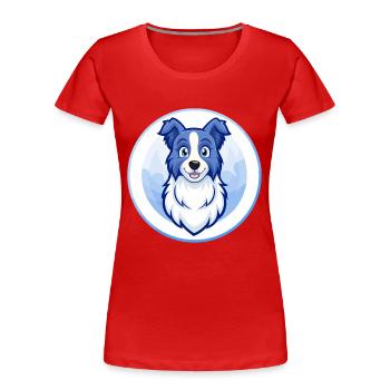 Border Collie Hund Blau Kawaii Zeichentrickfigur - Frauen Premium Bio T-Shirt - Rot - Vorne - Mia (176cm)