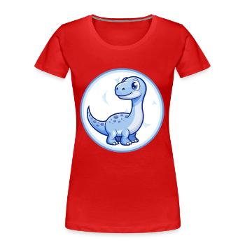 Dinosaur Blue Kawaii Cartoon Character Clipart Pet - Women's Premium Organic T-Shirt - red - Front - Mia (176cm)