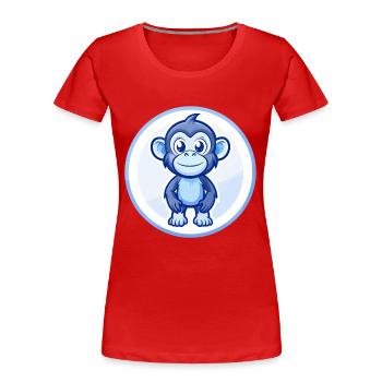 Bonobo Blue Kawaii Cartoon Character Clipart Pet - Women's Premium Organic T-Shirt - red - Front - Mia (176cm)