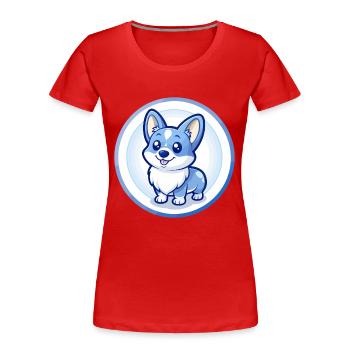 Corgi Dog Blue Kawaii Cartoon Character Clipart - Women's Premium Organic T-Shirt - red - Front - Mia (176cm)