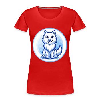 Arctic Wolf Blue Kawaii Cartoon Character Clipart - Women's Premium Organic T-Shirt - red - Front - Mia (176cm)