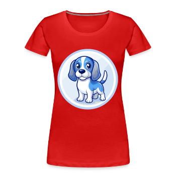 Beagle Dog Blue Kawaii Cartoon Character Clipart - Women's Premium Organic T-Shirt - red - Front - Mia (176cm)