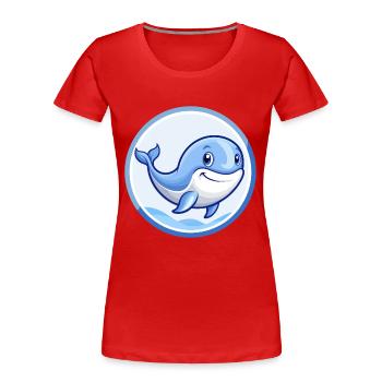 Blue whale Blue Kawaii Cartoon Character Clipart - Women's Premium Organic T-Shirt - red - Front - Mia (176cm)